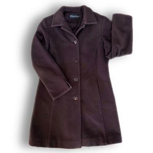 Kristen Blake Cashmere Blend Chocolate Brown Lined Essential Pea Coat Size 10